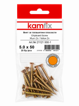 BLISTER Double CSK Head PZ Chipboard Screw, Yellow Zn,Kamfix