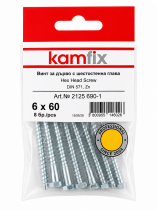 BLISTER Hex Head Wood Screw, DIN 571, Zn,Kamfix