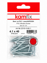 BLISTER PVC Window Scr, PH Flat Head, Coarse Thr, Zn,Kamfix