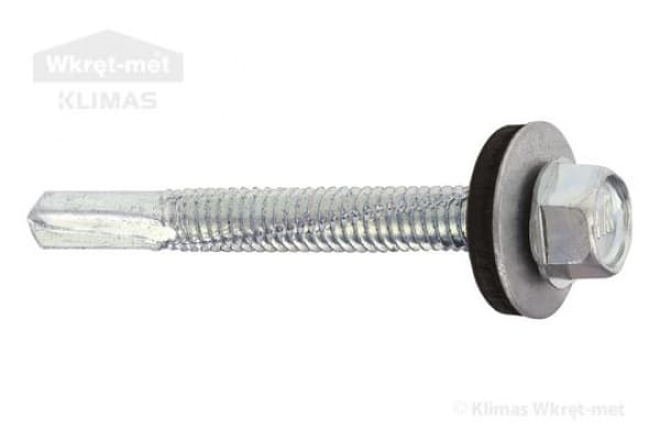 Self-drilling Screw with EPDM Washer, 12mm drill, Zn